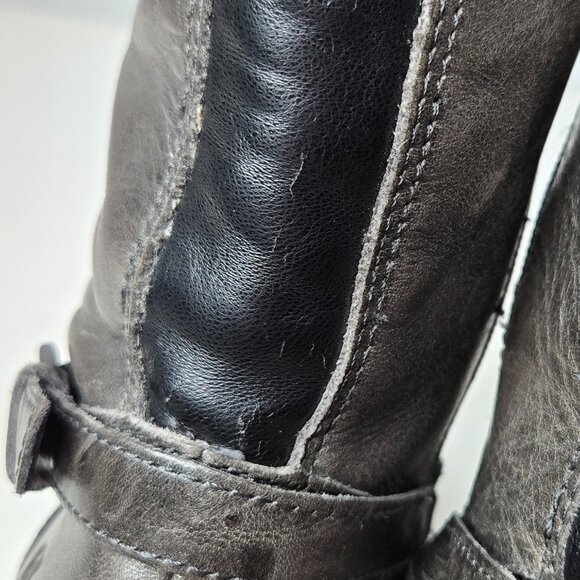 Born Helen Grey Riding Boots Women's Distressed Leather Full Zip Side Western 7M - Picture 13 of 13